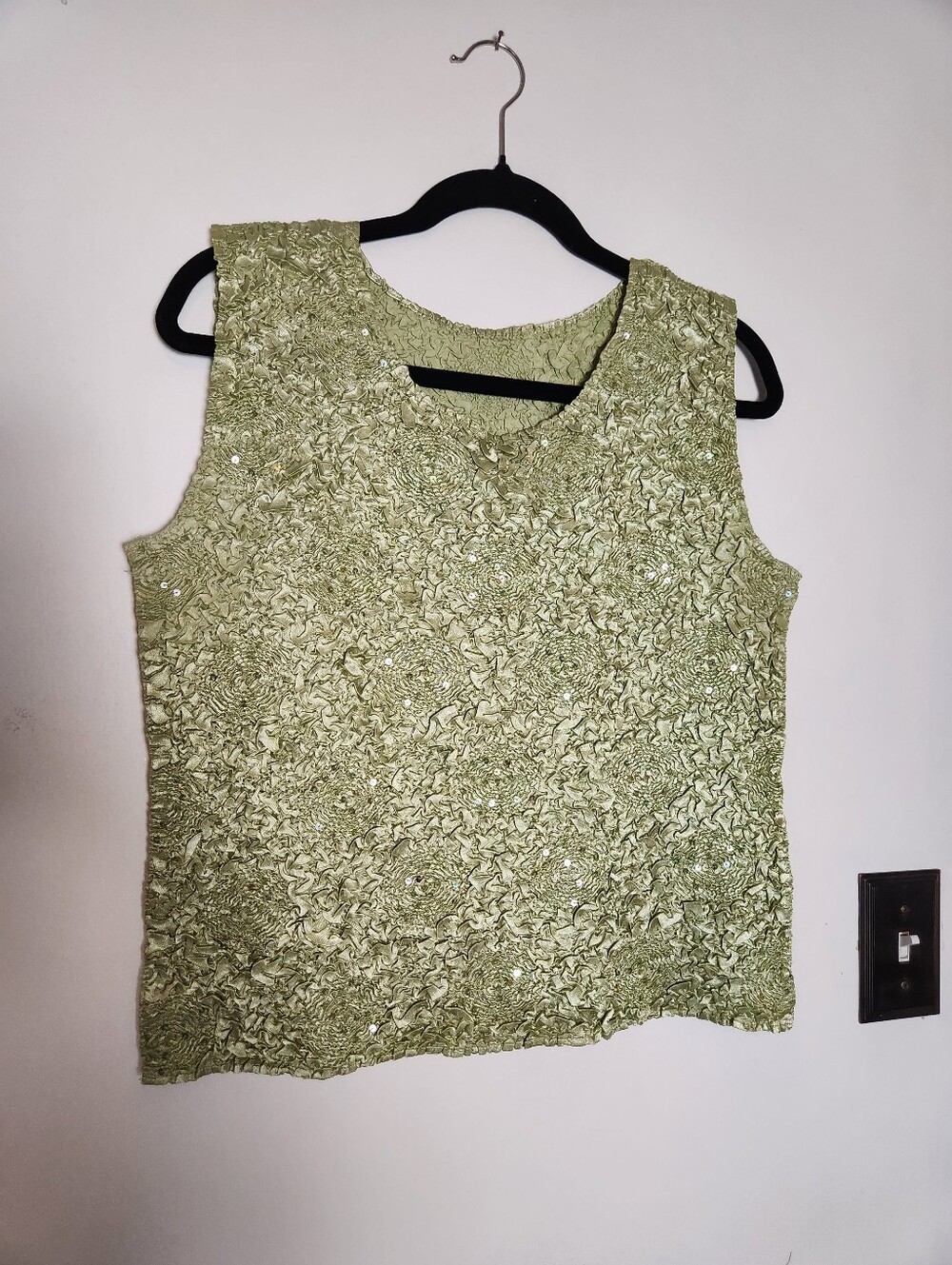 Green Sleeveless Sequin Top Size L